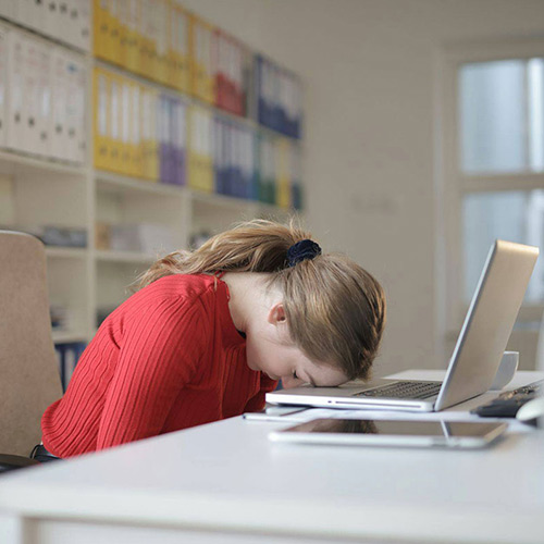 Girl sleeping in class