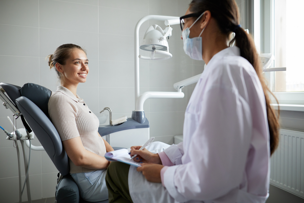 Woman at the dentist.