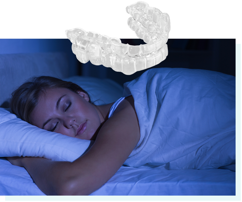 Woman sleeping in bed with retainer overlapped